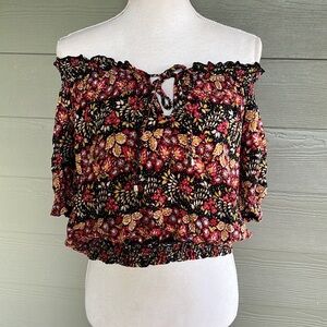 MINKPINK Floral Cropped Blouse
